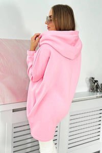 Long hoodie with zipper 9110 / – Powder цвет / color | Lexline Fashion
