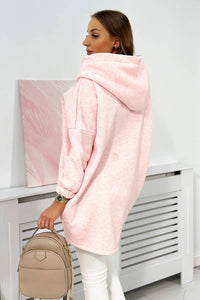 Long hoodie with zipper 9110 / – Powder || Melange цвет / color | Lexline Fashion