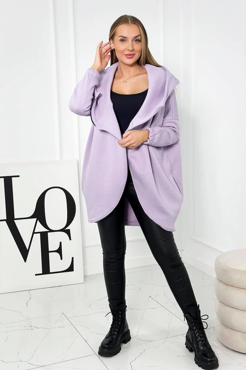 Long hoodie with zipper 9110 / – Purple цвет / color | Lexline Fashion