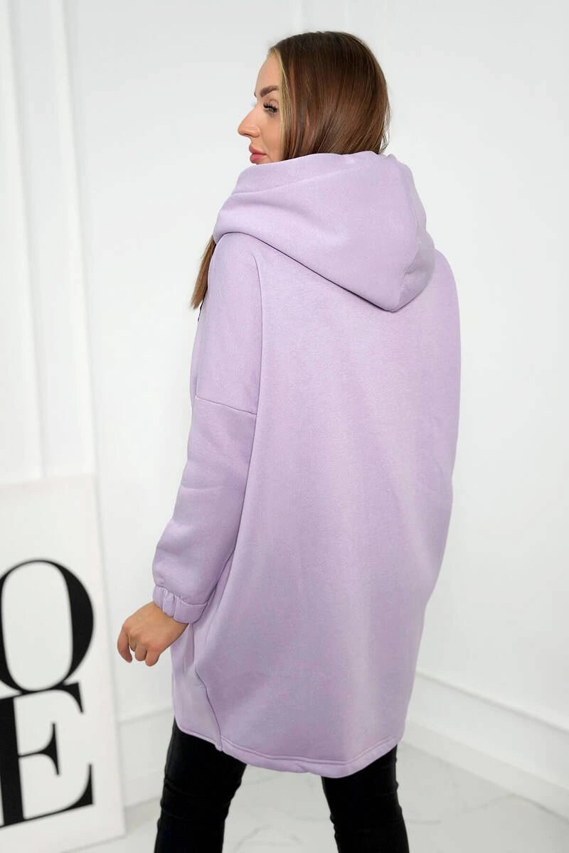 Long hoodie with zipper 9110 / – Purple цвет / color | Lexline Fashion