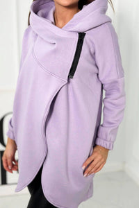 Long hoodie with zipper 9110 / – Purple цвет / color | Lexline Fashion