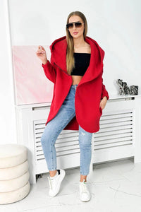 Long hoodie with zipper 9110 / – Red цвет / color | Lexline Fashion
