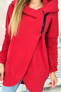 Long hoodie with zipper 9110 / – Red цвет / color | Lexline Fashion