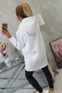 Long hoodie with zipper 9110 / – White цвет / color | Lexline Fashion