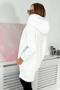 Long hoodie with zipper 9110 / – White цвет / color | Lexline Fashion
