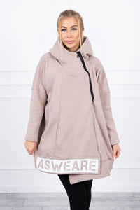 Long insulated hoodie with zipper 9305 / – Beige цвет / color | Lexline Fashion
