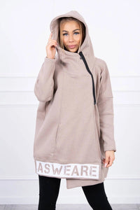 Long insulated hoodie with zipper 9305 / – Beige цвет / color | Lexline Fashion