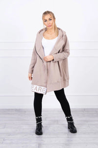 Long insulated hoodie with zipper 9305 / – Beige цвет / color | Lexline Fashion