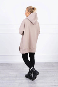 Long insulated hoodie with zipper 9305 / – Beige цвет / color | Lexline Fashion