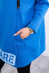 Long insulated hoodie with zipper 9305 / – Blue cornflower цвет / color | Lexline Fashion
