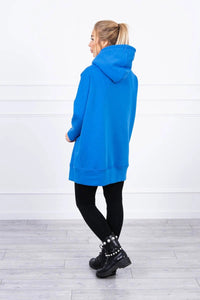Long insulated hoodie with zipper 9305 / – Blue cornflower цвет / color | Lexline Fashion