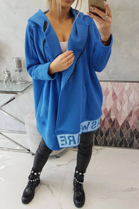 Long insulated hoodie with zipper 9305 / – Blue cornflower цвет / color | Lexline Fashion