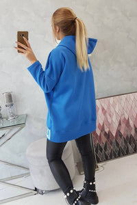 Long insulated hoodie with zipper 9305 / – Blue cornflower цвет / color | Lexline Fashion