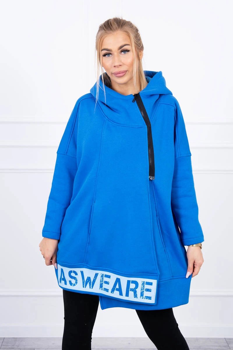 Long insulated hoodie with zipper 9305 / – Blue cornflower цвет / color | Lexline Fashion