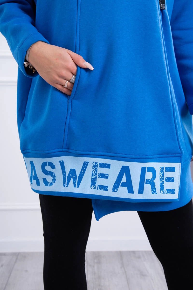 Long insulated hoodie with zipper 9305 / – Blue cornflower цвет / color | Lexline Fashion