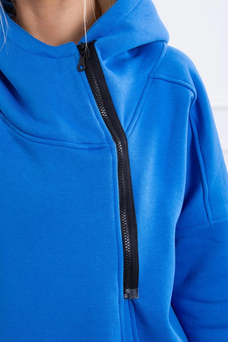 Long insulated hoodie with zipper 9305 / – Blue cornflower цвет / color | Lexline Fashion