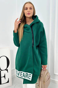 Long insulated hoodie with zipper 9305 / – Dark || green цвет / color | Lexline Fashion