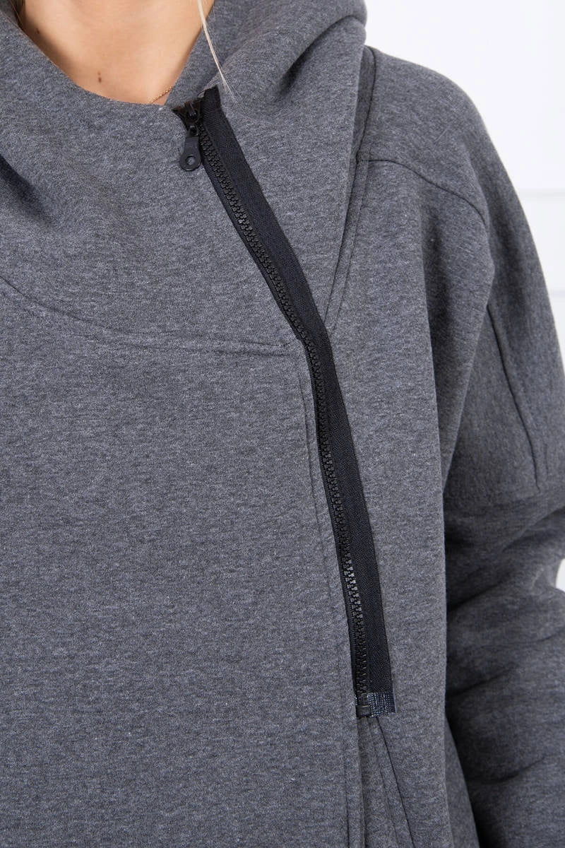 Long insulated hoodie with zipper 9305 / – Graphite цвет / color | Lexline Fashion