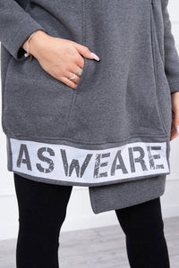 Long insulated hoodie with zipper 9305 / – Graphite цвет / color | Lexline Fashion
