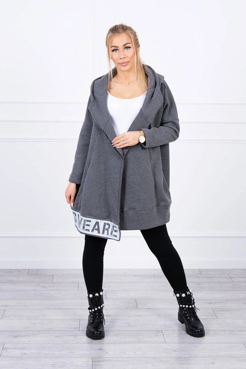 Long insulated hoodie with zipper 9305 / – Graphite цвет / color | Lexline Fashion