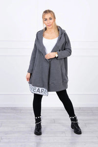Long insulated hoodie with zipper 9305 / – Graphite цвет / color | Lexline Fashion