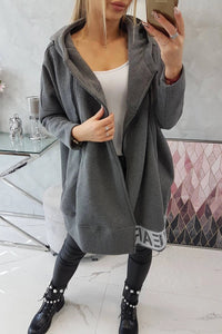 Long insulated hoodie with zipper 9305 / – Graphite цвет / color | Lexline Fashion