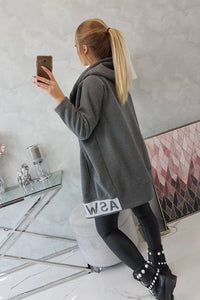 Long insulated hoodie with zipper 9305 / – Graphite цвет / color | Lexline Fashion