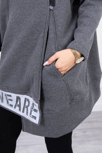 Long insulated hoodie with zipper 9305 / – Graphite цвет / color | Lexline Fashion