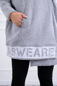 Long insulated hoodie with zipper 9305 / – Gray цвет / color | Lexline Fashion