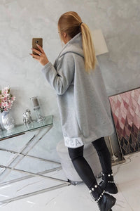 Long insulated hoodie with zipper 9305 / – Gray цвет / color | Lexline Fashion