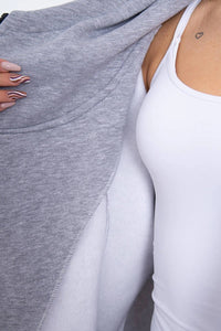 Long insulated hoodie with zipper 9305 / – Gray цвет / color | Lexline Fashion