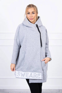 Long insulated hoodie with zipper 9305 / – Gray цвет / color | Lexline Fashion