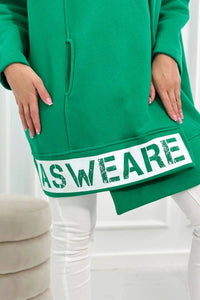 Long insulated hoodie with zipper 9305 / – Green цвет / color | Lexline Fashion