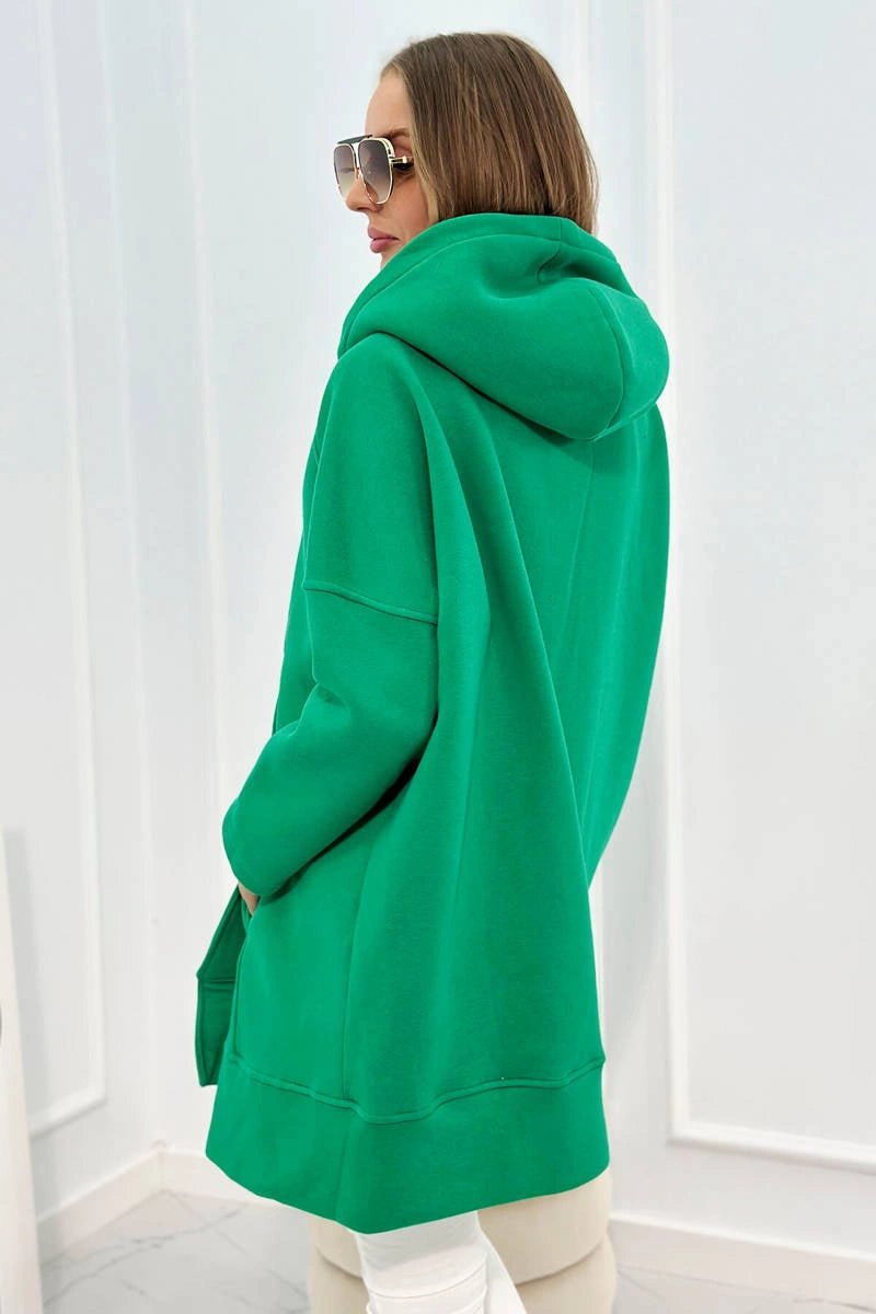 Long insulated hoodie with zipper 9305 / – Green цвет / color | Lexline Fashion