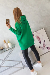 Long insulated hoodie with zipper 9305 / – Green цвет / color | Lexline Fashion