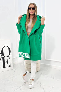 Long insulated hoodie with zipper 9305 / – Green цвет / color | Lexline Fashion
