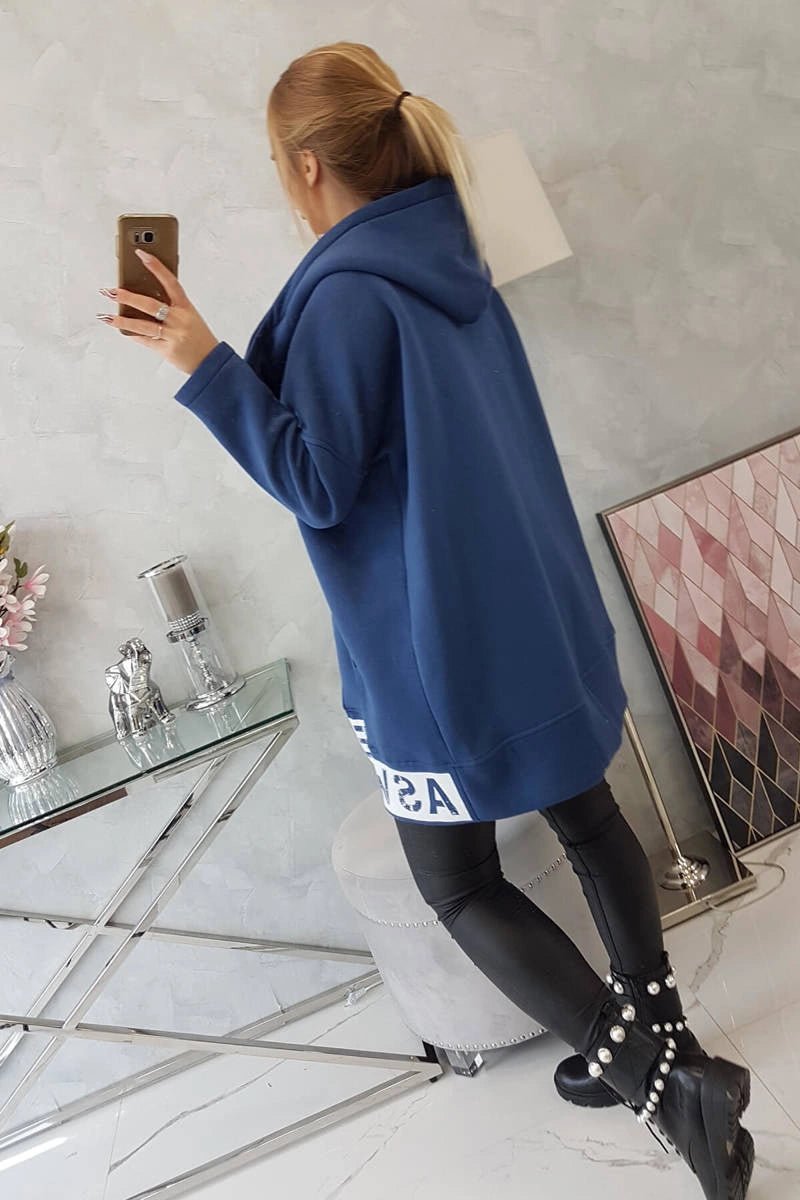 Long insulated hoodie with zipper 9305 / – Jeans цвет / color | Lexline Fashion