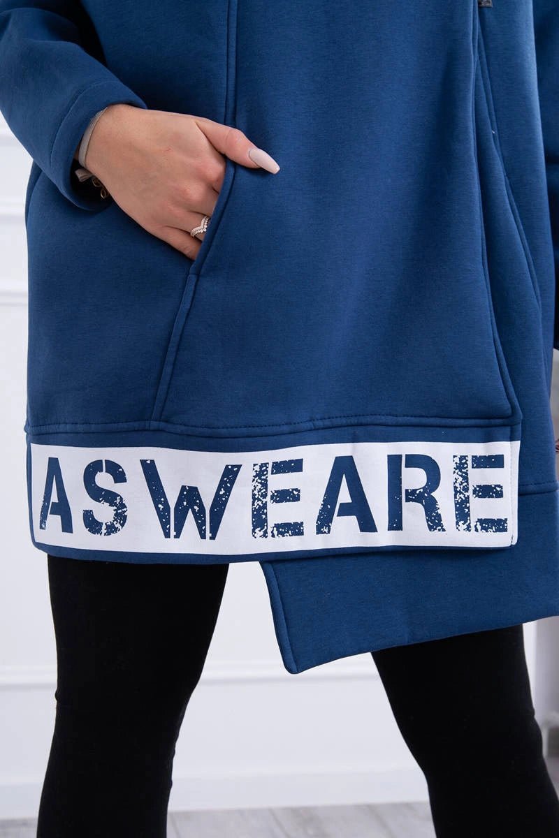 Long insulated hoodie with zipper 9305 / – Jeans цвет / color | Lexline Fashion