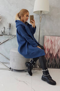Long insulated hoodie with zipper 9305 / – Jeans цвет / color | Lexline Fashion