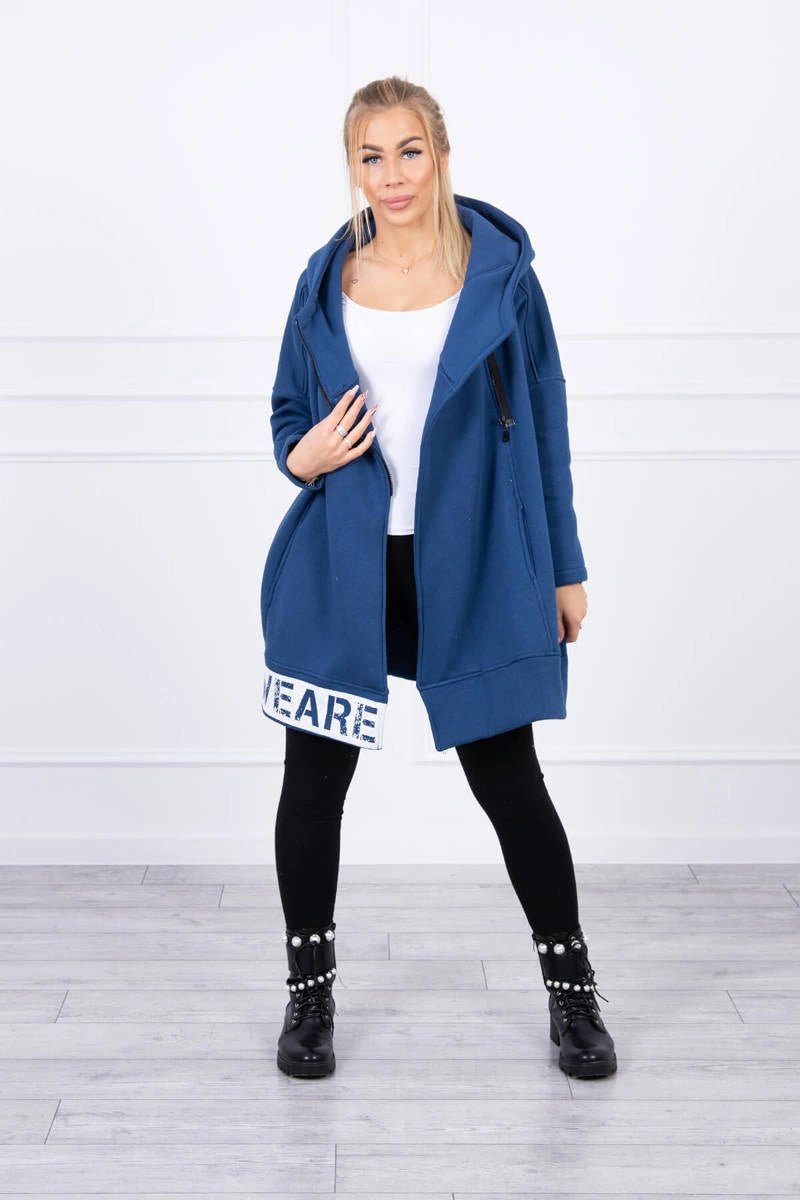 Long insulated hoodie with zipper 9305 / – Jeans цвет / color | Lexline Fashion