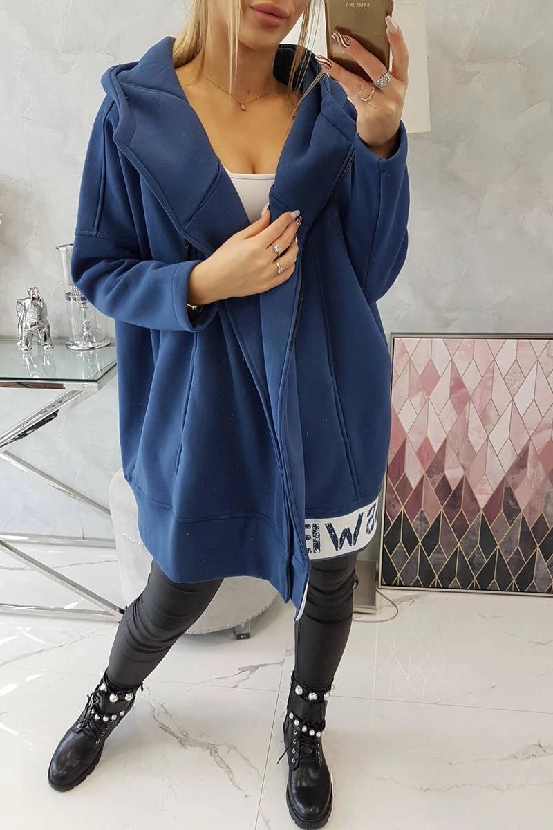 Long insulated hoodie with zipper 9305 / – Jeans цвет / color | Lexline Fashion