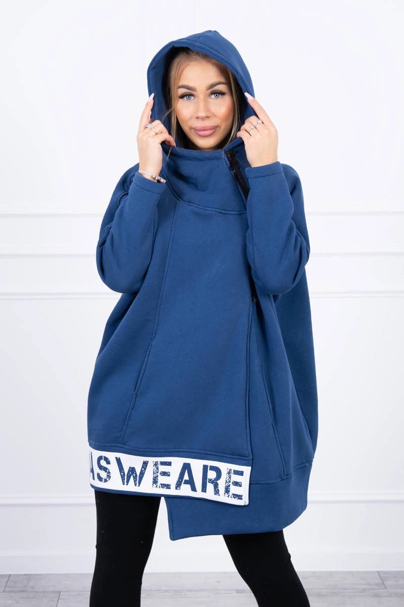 Long insulated hoodie with zipper 9305 / – Jeans цвет / color | Lexline Fashion