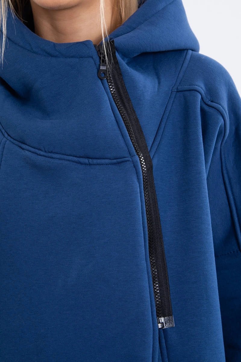 Long insulated hoodie with zipper 9305 / – Jeans цвет / color | Lexline Fashion