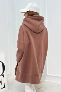 Long insulated hoodie with zipper 9305 / – Mocca цвет / color | Lexline Fashion