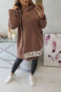 Long insulated hoodie with zipper 9305 / – Mocca цвет / color | Lexline Fashion