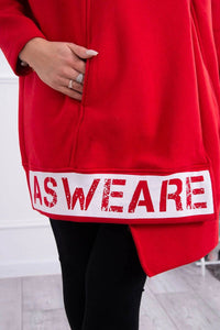 Long insulated hoodie with zipper 9305 / – Red цвет / color | Lexline Fashion