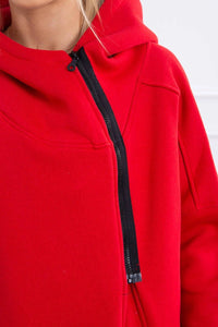 Long insulated hoodie with zipper 9305 / – Red цвет / color | Lexline Fashion