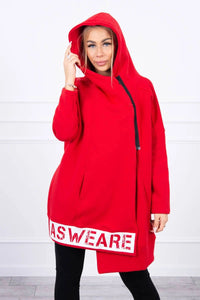 Long insulated hoodie with zipper 9305 / – Red цвет / color | Lexline Fashion