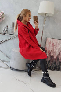 Long insulated hoodie with zipper 9305 / – Red цвет / color | Lexline Fashion