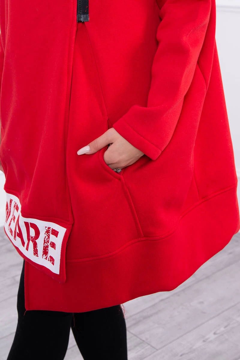 Long insulated hoodie with zipper 9305 / – Red цвет / color | Lexline Fashion